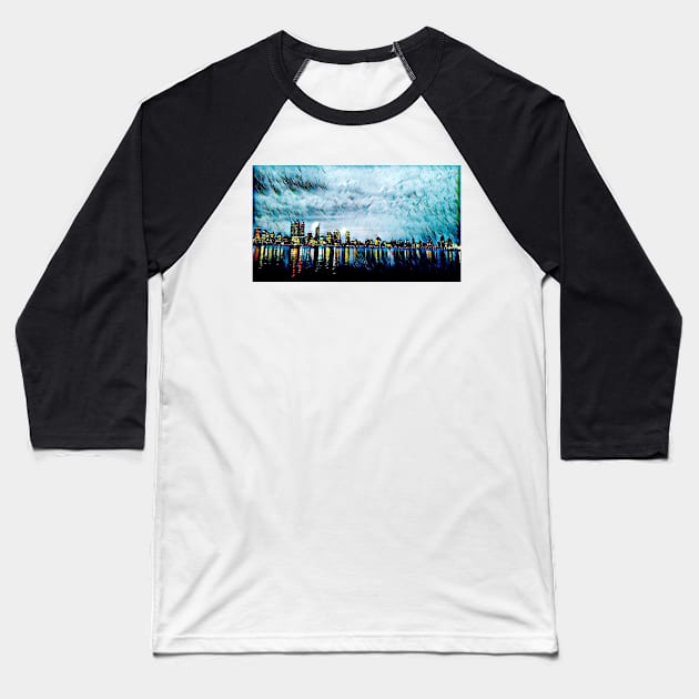 Perth City blue Baseball T-Shirt by FlossOrFi